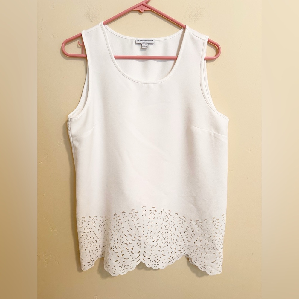 Katherine Barclay White Sleeveless Top with Cutout Detail